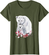 Mama Polar Bear and Baby Cub for Girls and Women T-Shirt - Olive Green