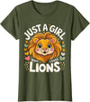 Magical and Funny Lion lover Gifts Just a Girl who loves Lions T-Shirt - Olive Green