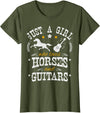 Horses & Guitars Apparel Horse Lover Tshirt Just A Girl Who Loves Horses & Guitars T-Shirt - Olive Green