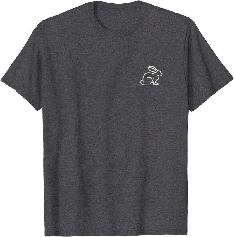 Bunny Rabbit Hare Animal Badge Patch Line Art Outline Gift T-Shirt in Dark Heather Grey