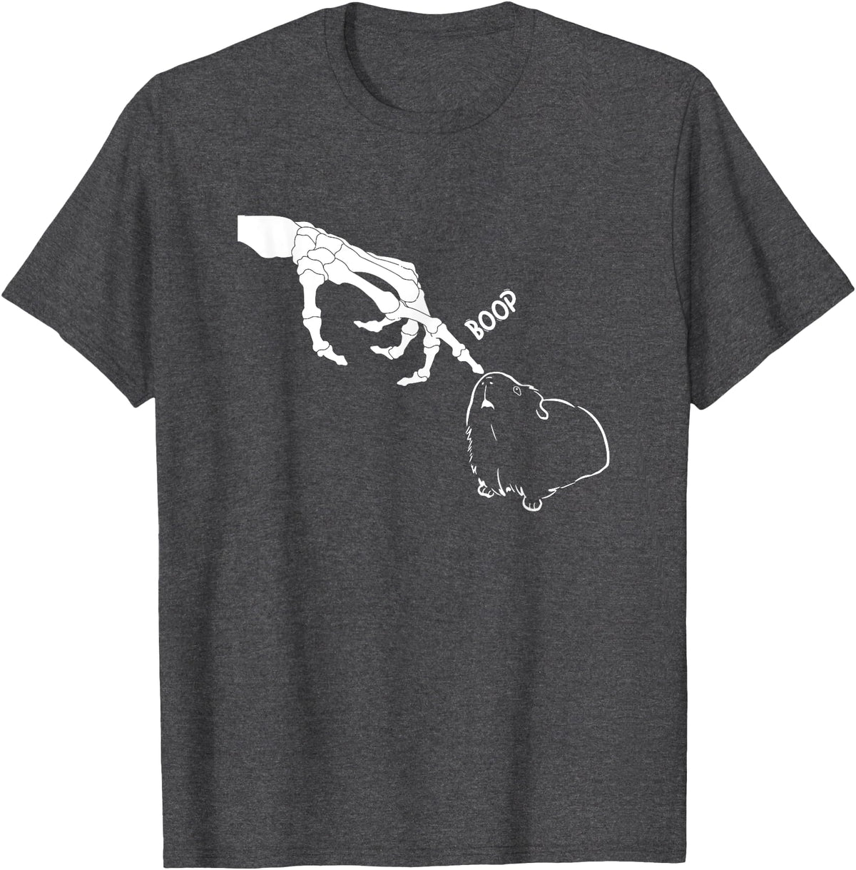 Guinea Pig Boop Skeleton Halloween Boys Girls Guinea Pig Scary Skeleton Hand Boop Funny Spooky Halloween T-Shirt - Dark Heather Grey