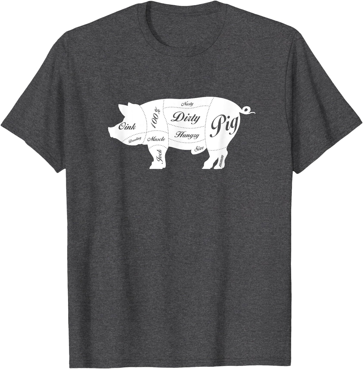 LGBTQIA+ Power Design Nasty Hungry Dirty Pig Design - Fun Gay Pig Pride - LGBTQIA+ T-Shirt - Dark Heather Grey