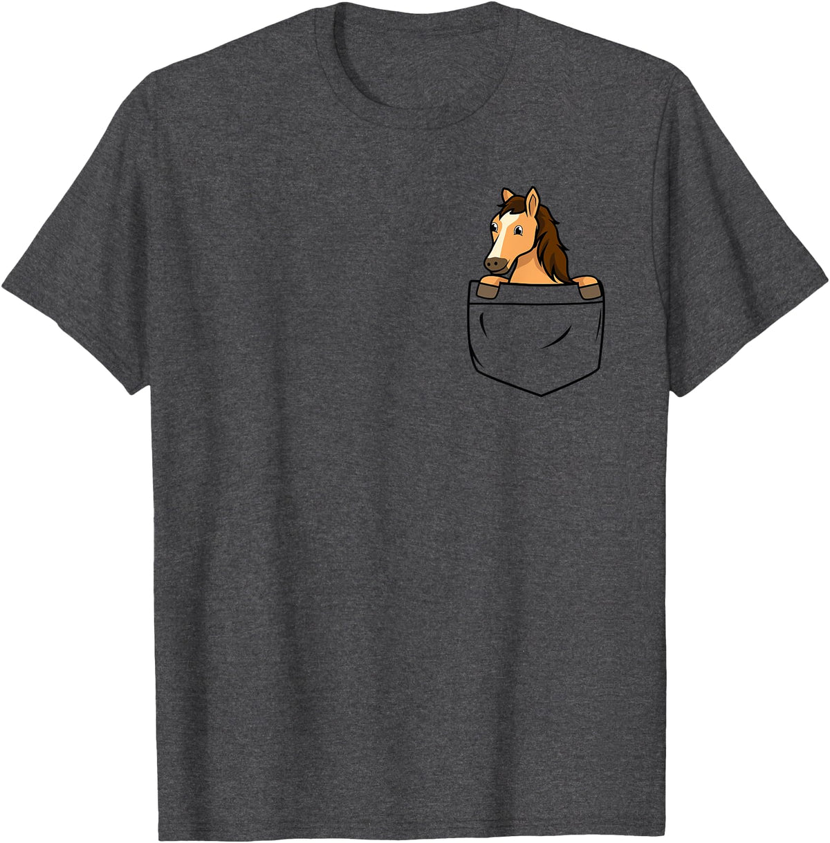 Funny Horse Gifts Horse In The Pocket Funny Pocket Horse Cartoon Design Animal T-Shirt - Dark Heather Grey