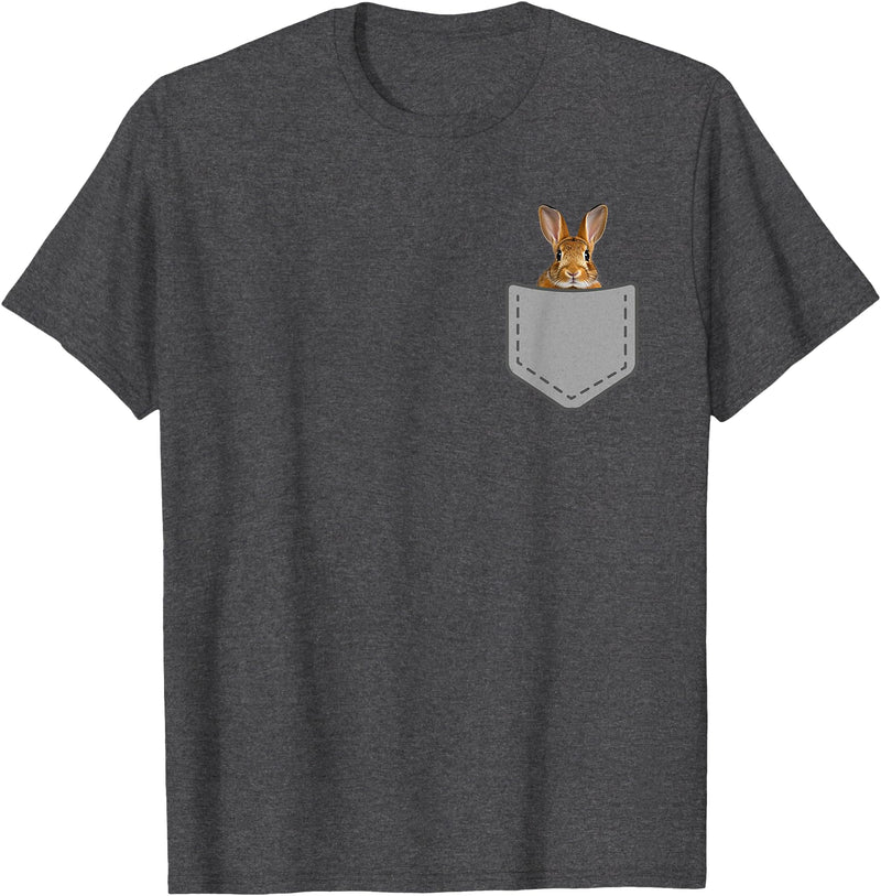 Funny Eastern Cottontail Rabbit in Your Pocket Animal T-Shirt in Dark Heather Grey