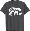 Matching Bear Family Apparel Vintage Papa Father Bear with 1 Cub father's Day T-Shirt - Dark Heather Grey