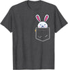 Bunny in Pocket Rabbit Lover Gifts for Women Men Kids T-Shirt in Dark Heather Grey