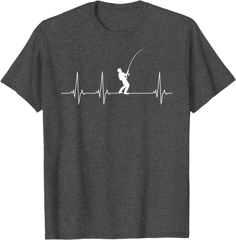 Fishing gifts Fishing heartbeat T-Shirt - Dark Heather Grey