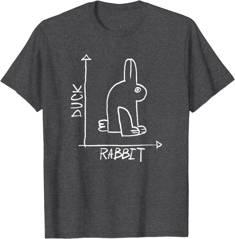 Funny Science Nerd Duck or Rabbit Physics Math Geek T-Shirt in Dark Heather Grey