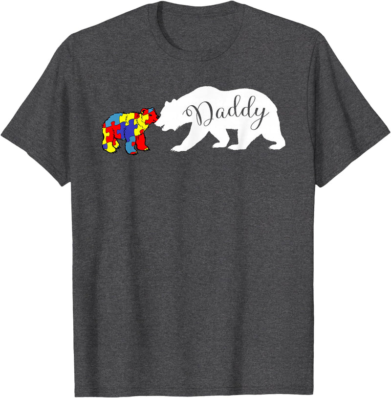 Matching Family Autism Awareness Shirts Daddy Bear Autism Awareness month Dad Grandpa Men Gift T-Shirt - Dark Heather Grey