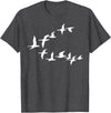 Marron Bear Birds In Flight, V Pattern Flock Of Geese T-Shirt - Dark Heather Grey
