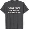 Fishing Lover Dad Worlds Okayest Fisherman T-Shirt - Dark Heather Grey