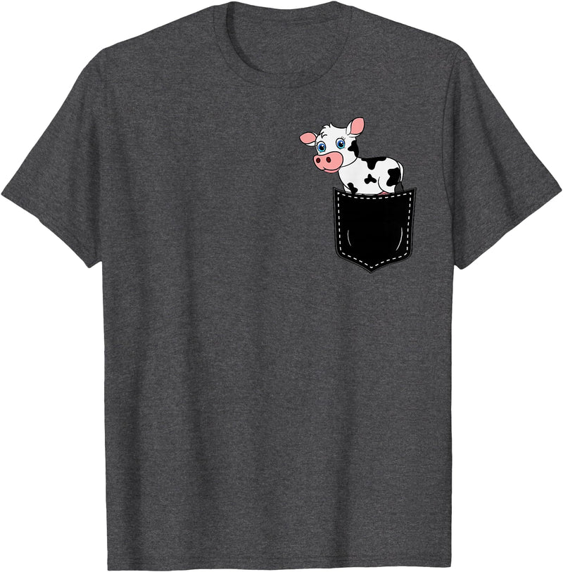 In My Your Pocket Food, Animales, Birds, Fish Pocket Animal Cute Cow Funny Cow Lover Adorable Pocket Cow T-Shirt - Dark