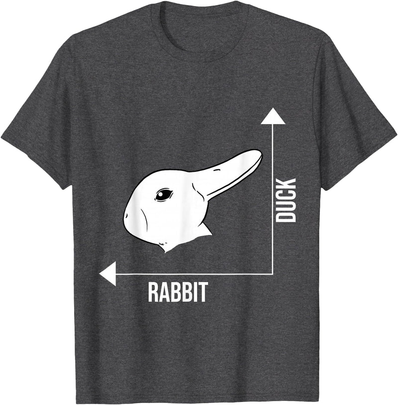 Rabbit Duck Illusion Philosopher T-Shirt in Dark Heather Grey