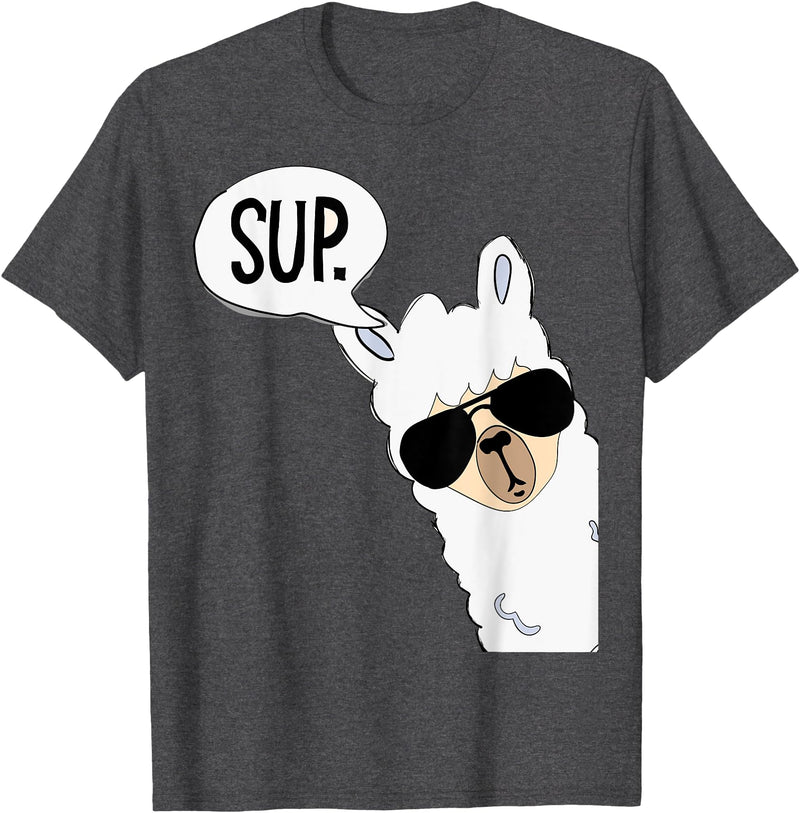 Funny Alpaca Gifts Accessories Alpaca Llama Sup T-Shirt - Dark Heather Grey