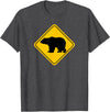 The Zoology Company - Animal Art Graphic Design Bear Crossing Road Sign Grizzly Classic Minimalist Graphic T-Shirt - Dark Heather Grey