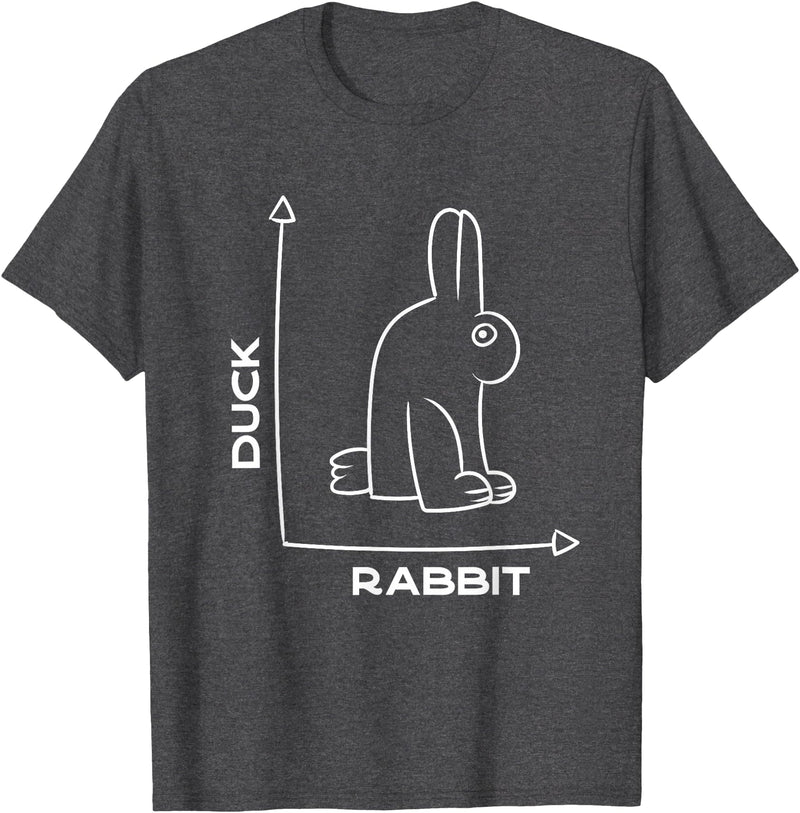 Duck - Rabbit - Funny - Joke - Bunny - Optical Illusion -Pun T-Shirt in Dark Heather Grey