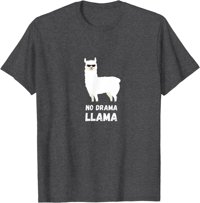 No Drama Llama Funny Llama T-Shirt - Dark Heather Grey