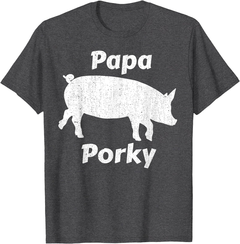 Papa Porky Pig Daddy Father Hog pork T-Shirt - Dark Heather Grey