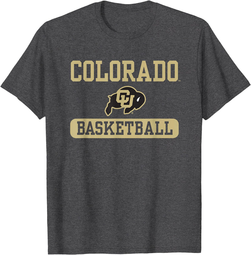Elite Authentics Colorado Buffaloes Basketball Fan T-Shirt - Black, Unisex-Adults & Kids, Small - Dark Heather Grey