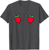 Fruit Boobs Co Strawberry Fruit Boobs Funny Summer Food T-Shirt - Dark Heather Grey