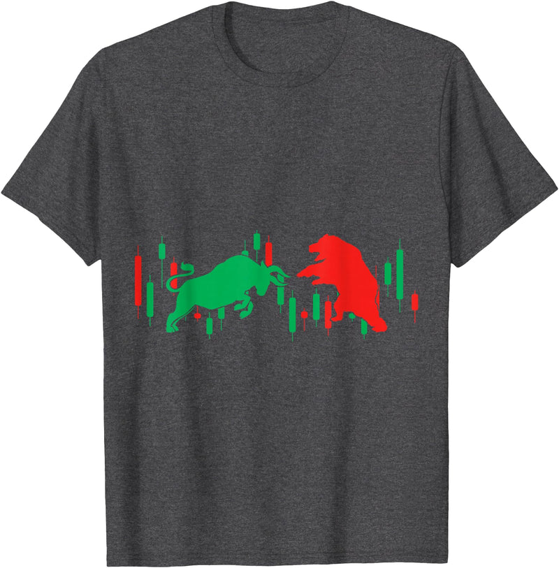 Bull vs Bear Stock Market Investor Shop Bull vs Bear Stock Market Investor Wall Street T-Shirt - Dark Heather Grey
