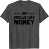 Calf to Cow Farming Apparel Smells Like Money Retro 90s Dairy Farm Gift Shirt T-Shirt - Dark Heather Grey