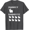 Rabbit & Rabbyte Computer Coding Nerds Jokes Programmer T-Shirt in Dark Heather Grey
