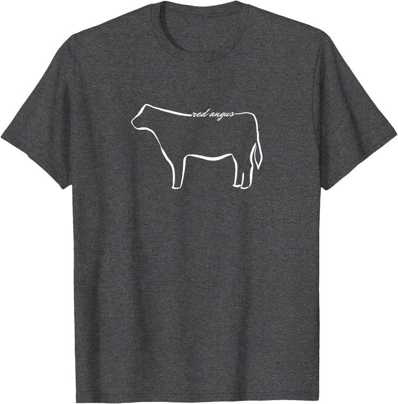 Red Angus cow decor Red Angus Cow Art Print T-Shirt - Dark Heather Grey