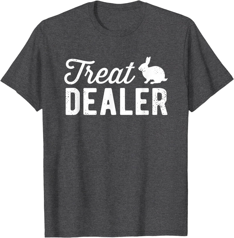 Rabbit Treat Dealer Funny Humor Bunny Treats Rabbit Owner T-Shirt in Dark Heather Grey