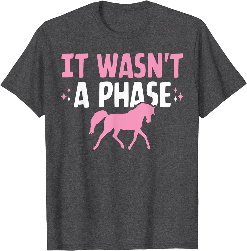 Horse Girls Tees It Wasn't A Phase Funny Equestrian Horse Riding Girls T-Shirt - Dark Heather Grey