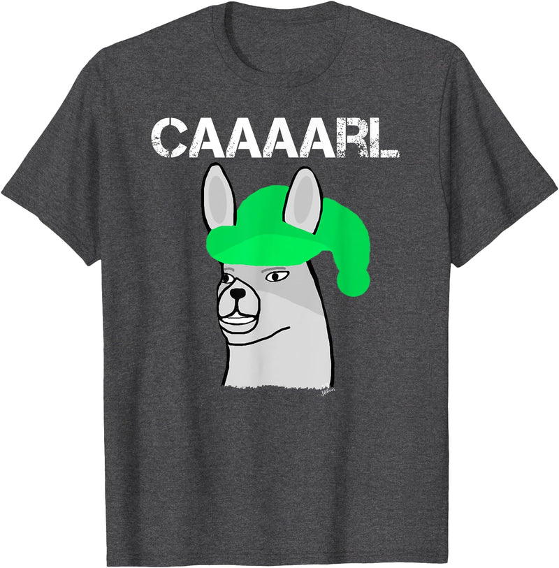 Llama Shirt Collection by Jean Olivier Funny Llama with Hats T-Shirt - Black, Small, Unisex-Adults, Classic Fit, Short Sleeve, Cotton 65% Polyester 35% - Dark Heather Grey