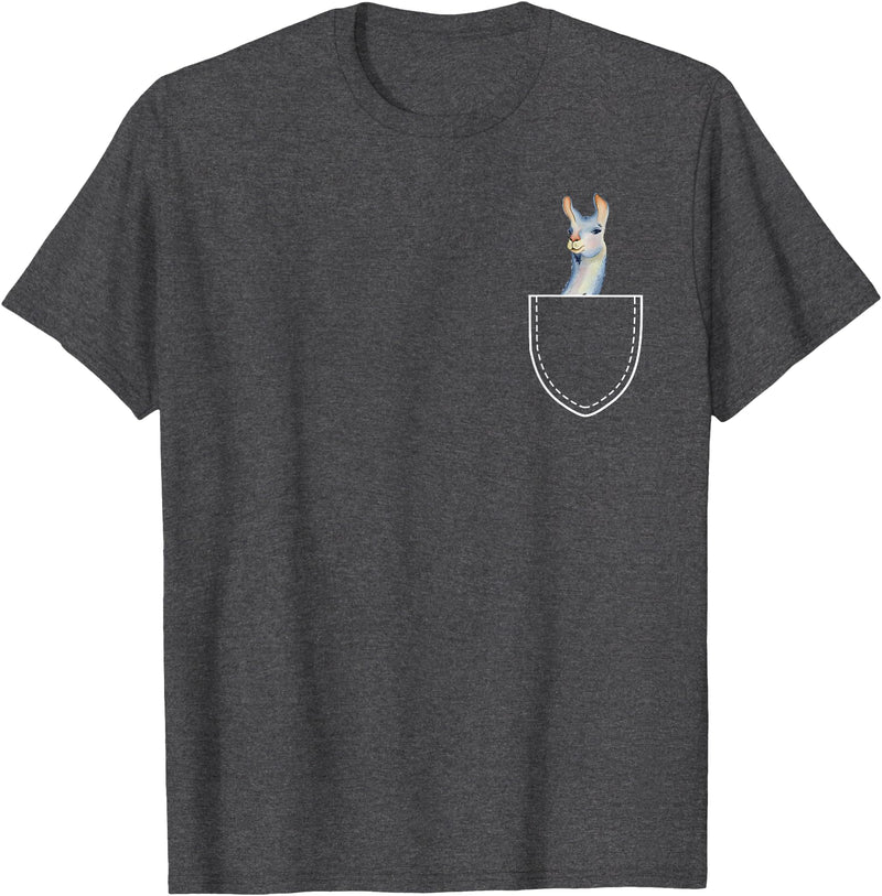Funny Llama Gifts Llama In A Pocket - Alpaca T-Shirt - Dark Heather Grey
