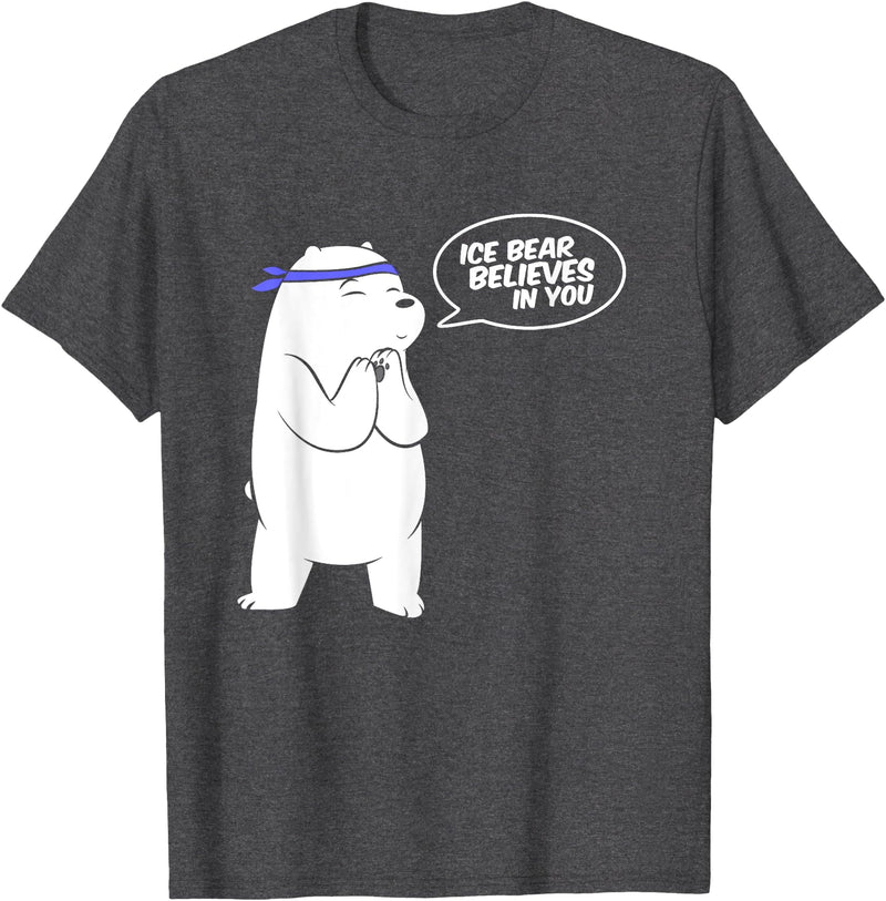 Cute Polar Bear Animal T-Shirts Ice Bear Believes In You - Polar Bear T Shirt - Dark Heather Grey
