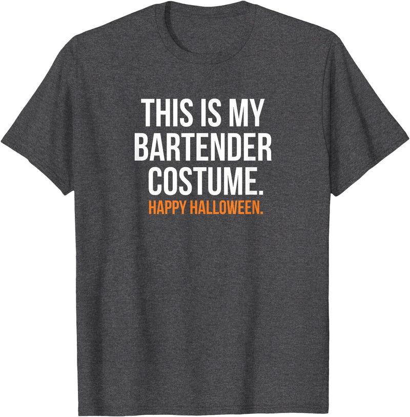 This is my Costume Top This is My Bartender Costume Funny Halloween T-Shirt - Dark Heather Grey