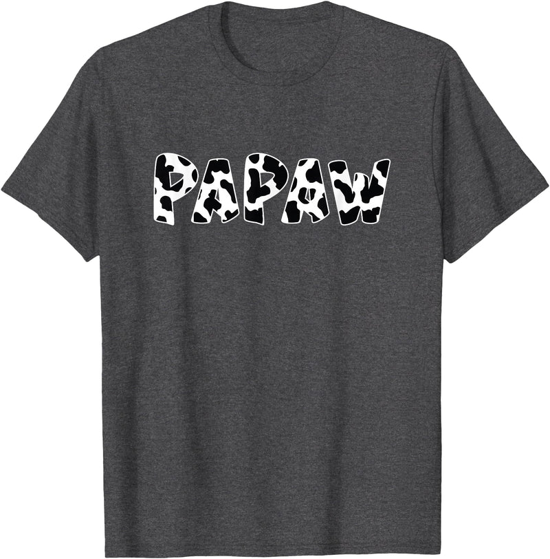 funny saying Gifts for Family Members and more Papaw Cow Print Cow Pattern T-Shirt - Dark Heather Grey