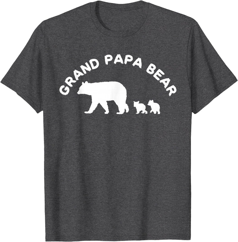 All in the Bear Family Grand Papa Bear Grandpa With 2 Two Cubs Gift T-Shirt - Dark Heather Grey