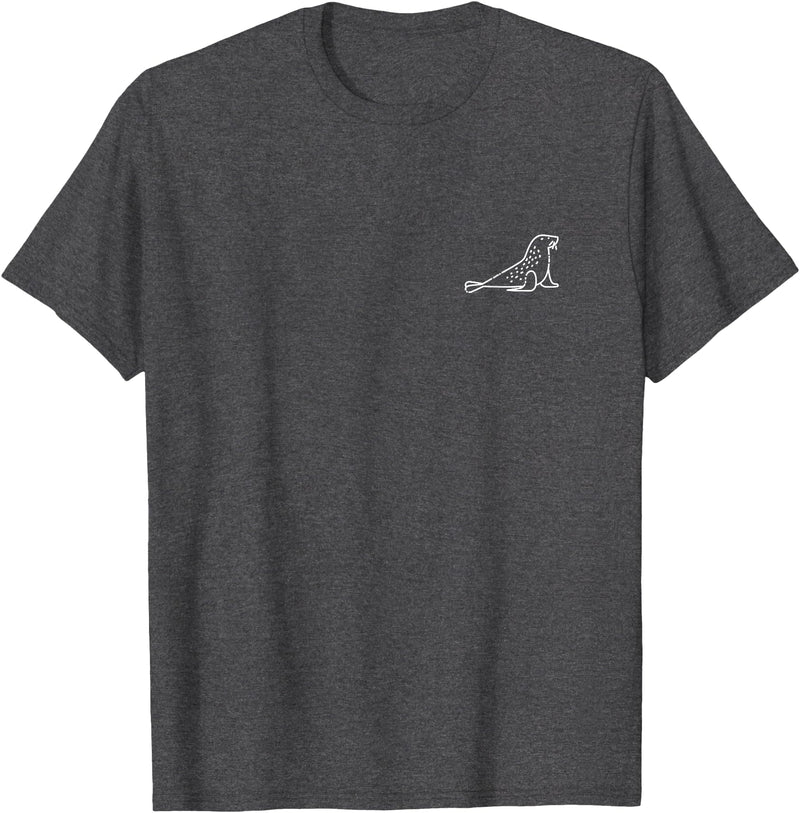 The Pocket Patch Badge Apparel Co Sea Lion Animal Badge Patch Line Art Outline Gift T-Shirt - Dark Heather Grey