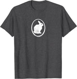 White Silhouette of a Bunny, Stylized for Rabbit Lovers T-Shirt in Dark Heather Grey