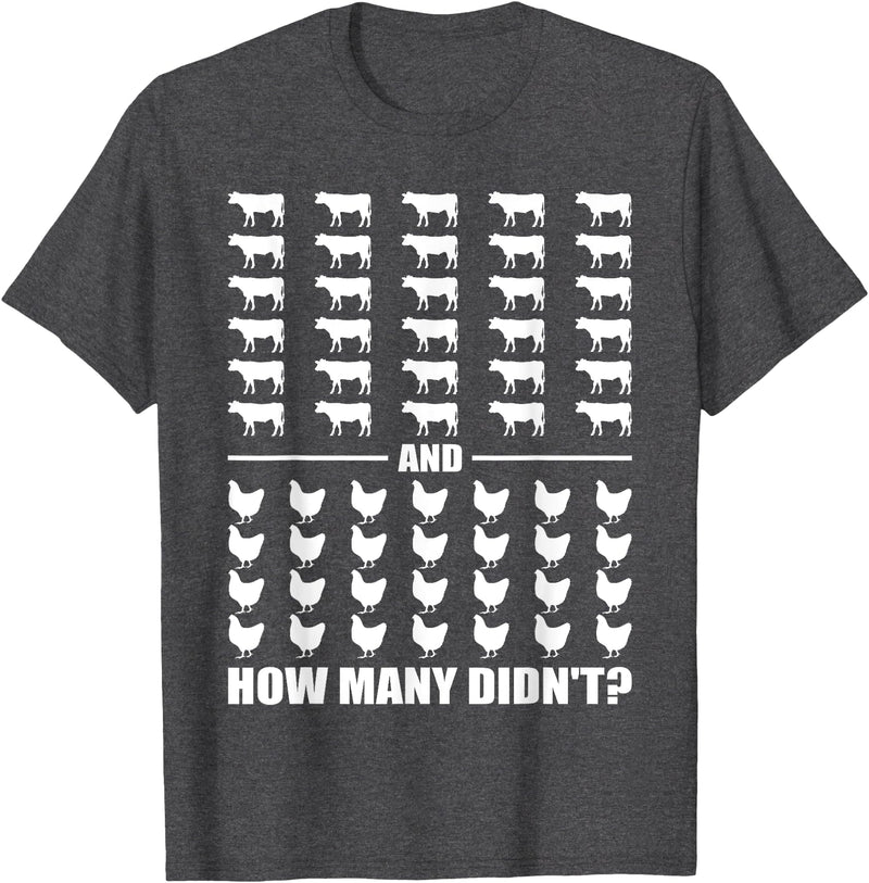 Funny Chicken and Cows Riddle 30 Cows and 28 Chickens How Many Didn't Funny Riddle Meme T-Shirt - Dark Heather Grey