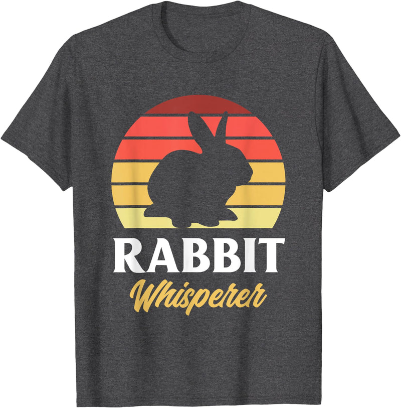 Rabbit Whisperer Funny Bunny Lover Bunny Pet Owner T-Shirt in Dark Heather Grey