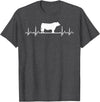Black Angus Rancher Geschenk Für Bauern Heartbeat ECG Pulse Cow Black Angus Rancher T-Shirt - Dark Heather Grey