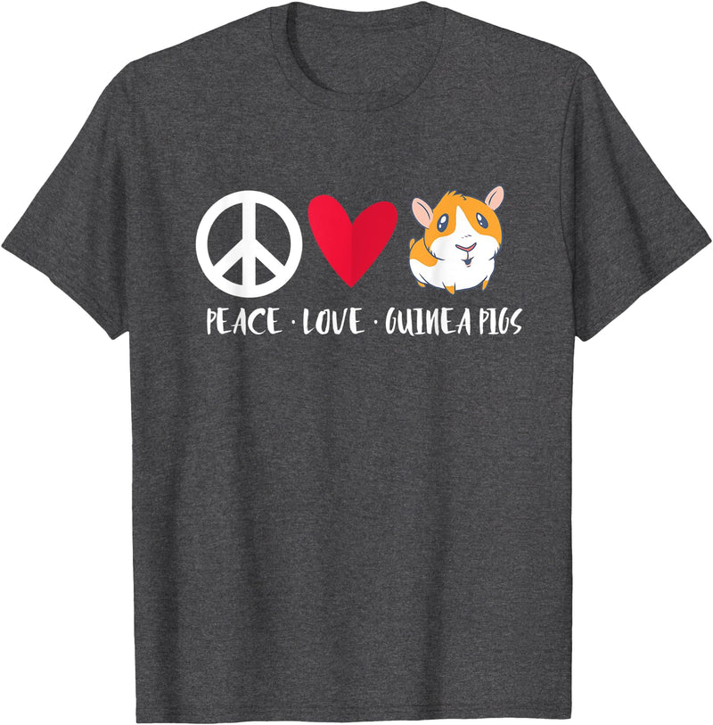 Pet Guinea Pig Owner Apparel Co. Peace Love Guinea Pigs Cute Furry Potato Pet Guinea Pig T-Shirt - Dark Heather Grey