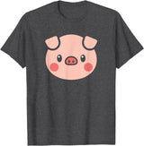 SHIRTSIDE PIG Pig Face Shirt Gift For Pig Lover T-Shirt - Dark Heather Grey