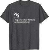 Best Top Pig Definition Quote Pun T-shirts Best Hilarious Pig and Bacon Definition Funny Gift T-Shirt - Dark Heather Grey