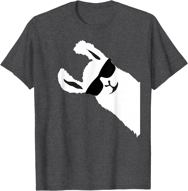 Llama Alpaca gifts for women men girls and boys Funny Llama Alpaca with Sunglasses T-Shirt Small - Dark Heather Grey
