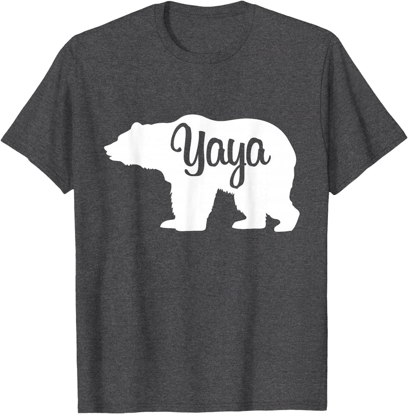 Matching Family Gift Shirts Yaya Bear Silhouette T-Shirt - Dark Heather Grey