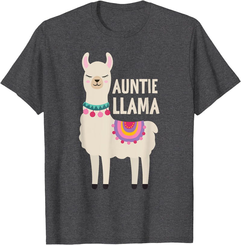 Family Matching Llama Birthday Auntie Llama Aunt Of The Birthday Llama Party Family T-Shirt - Dark Heather Grey