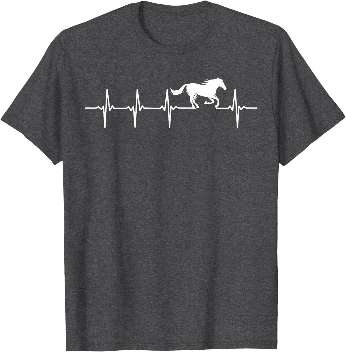 Heartbeat Horse Lover Gifts Women Men Girls Gifts Horse Lover Gifts Heart EKG Heartbeat Pulseline Cardiology T-Shirt - Dark Heather Grey