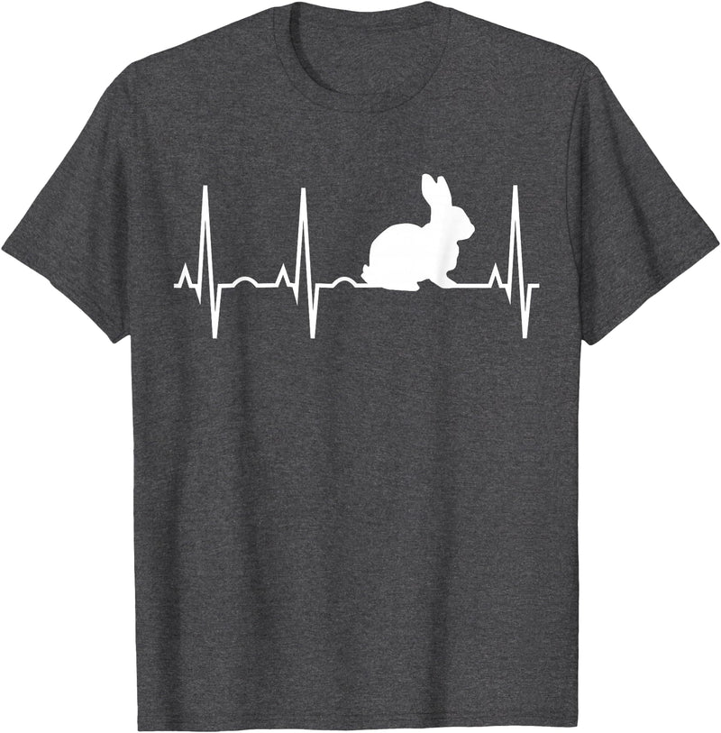 Bunny Heartbeat for Bunny Lovers Rabbit Gift T-Shirt in Dark Heather Grey