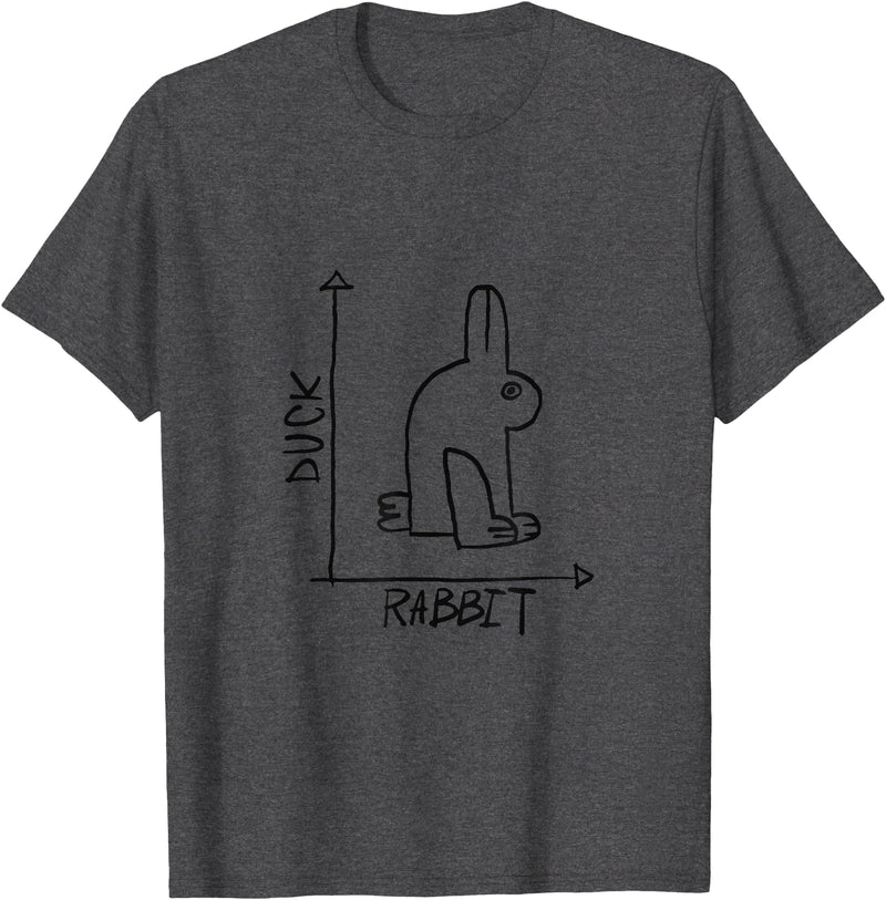 Funny Rabbit or Duck Animal Diptych Rabbit T-Shirt in Dark Heather Grey